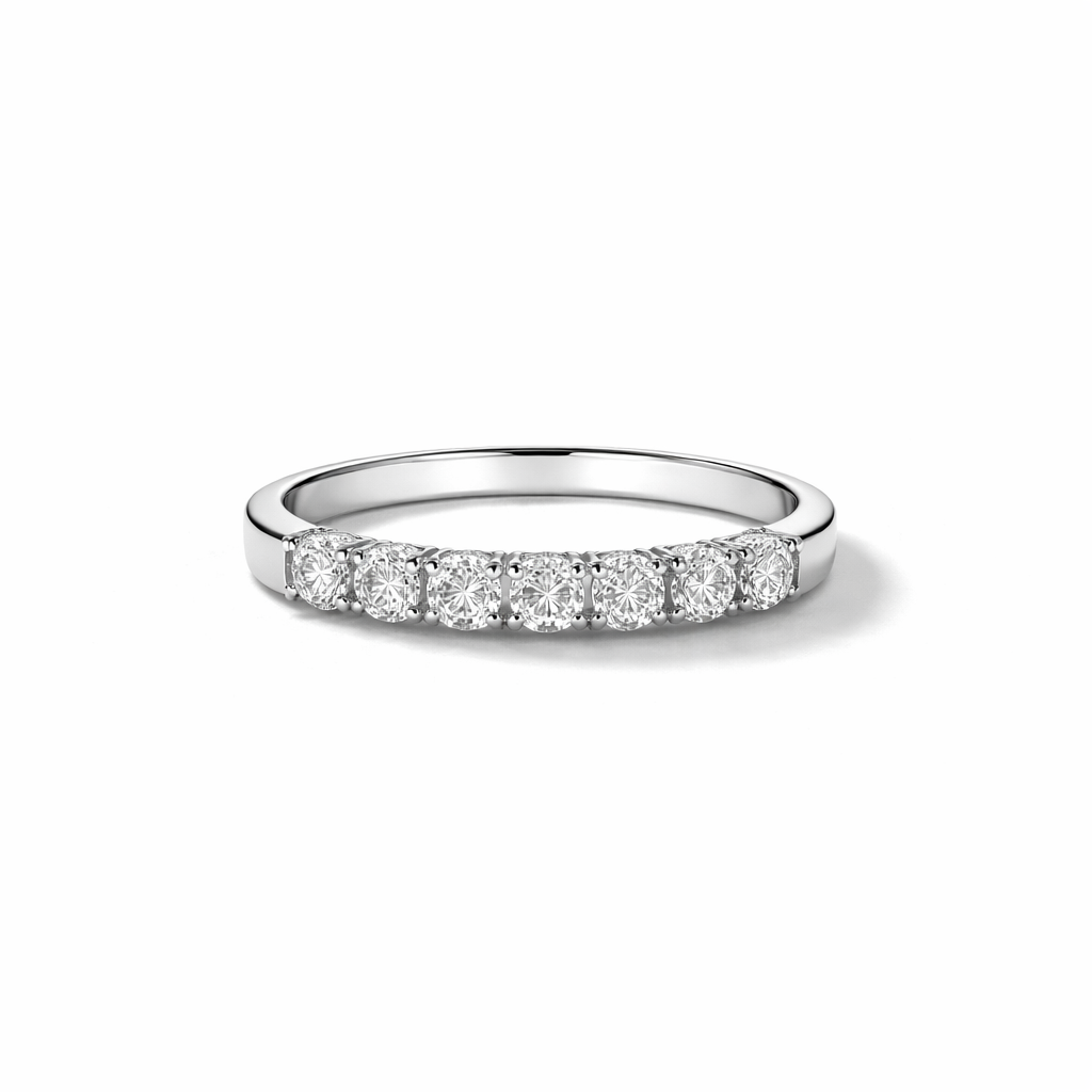 Half-Eternity Stackable Band – White Gold Finish