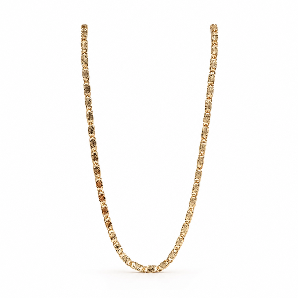 Diamond-Cut Disc Link Necklace Slim – Sterling 18k Gold Fill