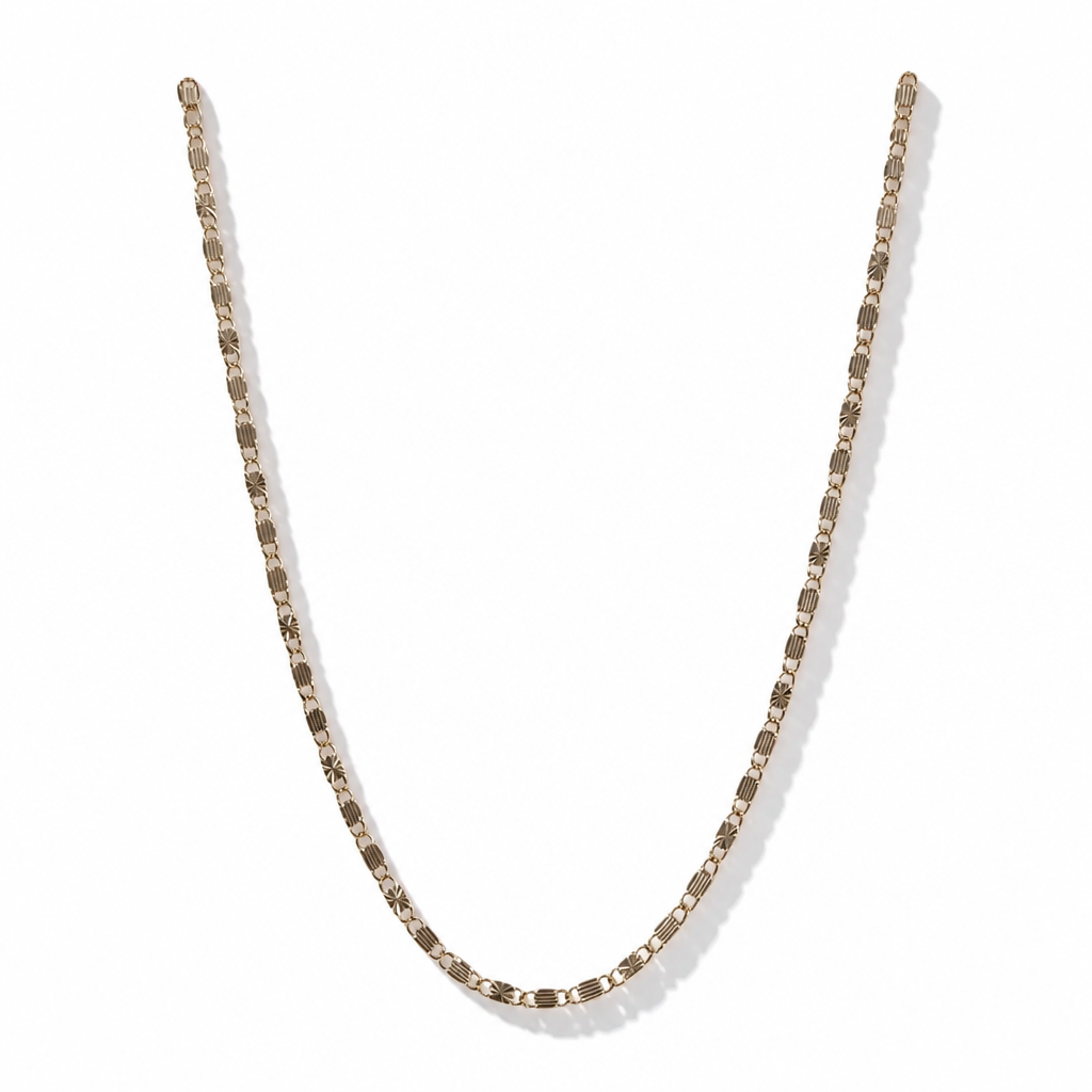 Vintage Pattern Link Necklace – Sterling 14K White Gold Fill