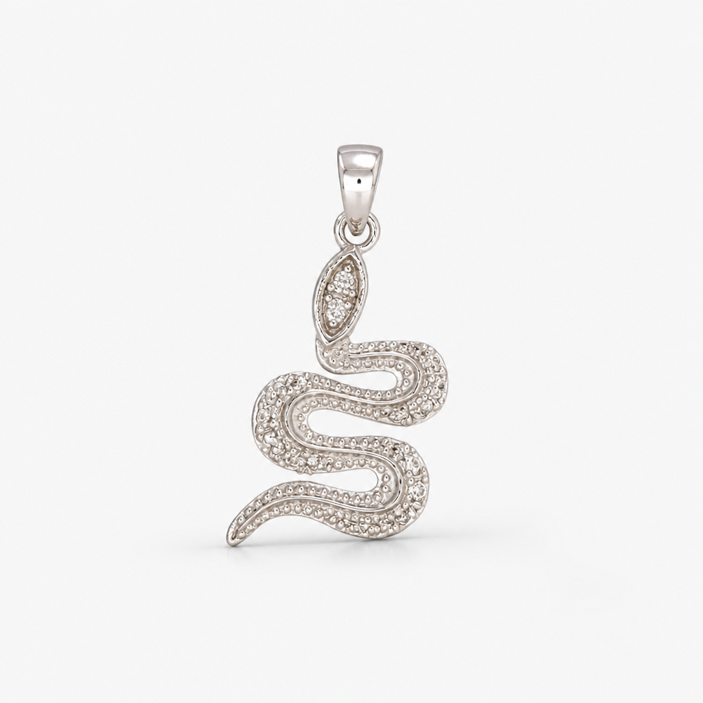 Serpentine Pavé Pendant – White Gold finish