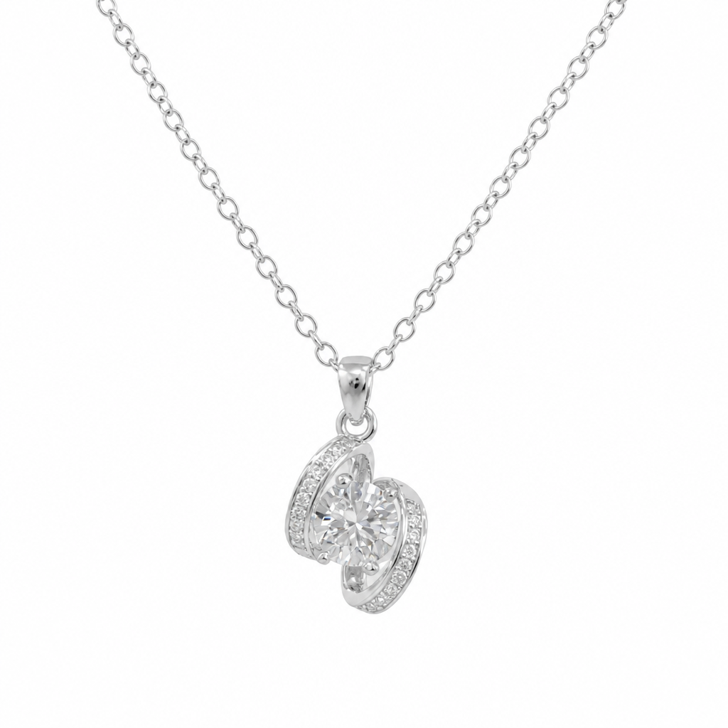 Infinity Knot Pendant Necklace – White Gold finish