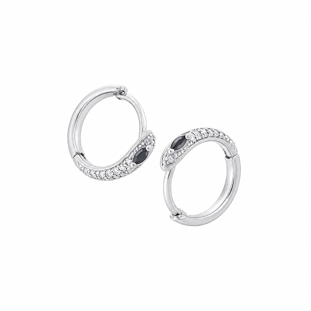 Black Moissanite 1. ct Pavé Huggie Earrings  – Sterling Silver