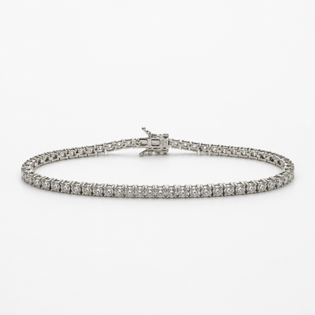 Princess Cut 14.1 ct Moissanite Tennis Bracelet – 18K White Gold Fill