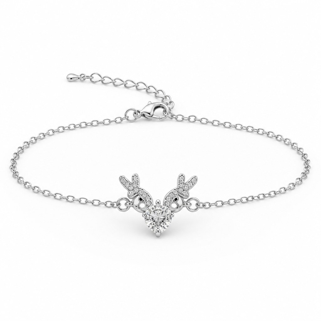Antler Heart 1. ct Moissanite Bracelet – Sterling Silver