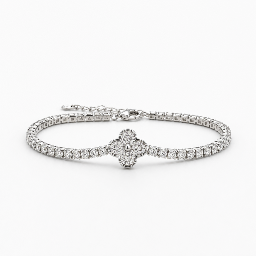 Clover Moissanite 4.6 ct Tennis Bracelet – Sterling Silver