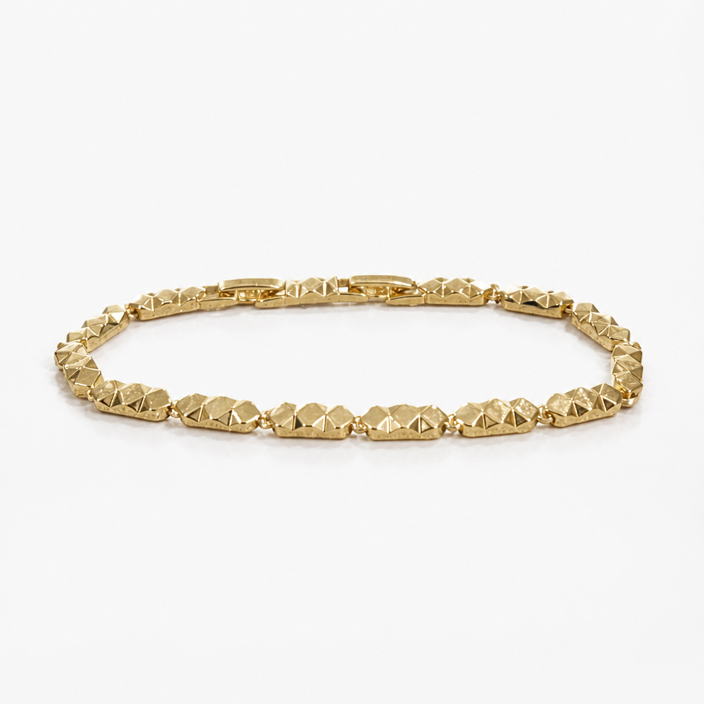 Faceted Link Bracelet – Yellow Gold Finish Sterling Silver