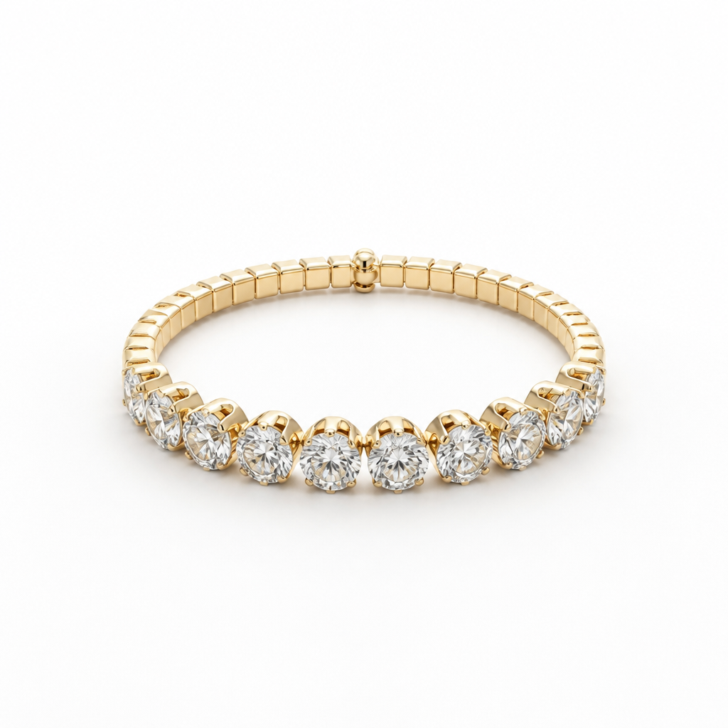 Graduated Round Ice Blue Sapphire Bracelet – Yellow Gold Finish Sterling Silver