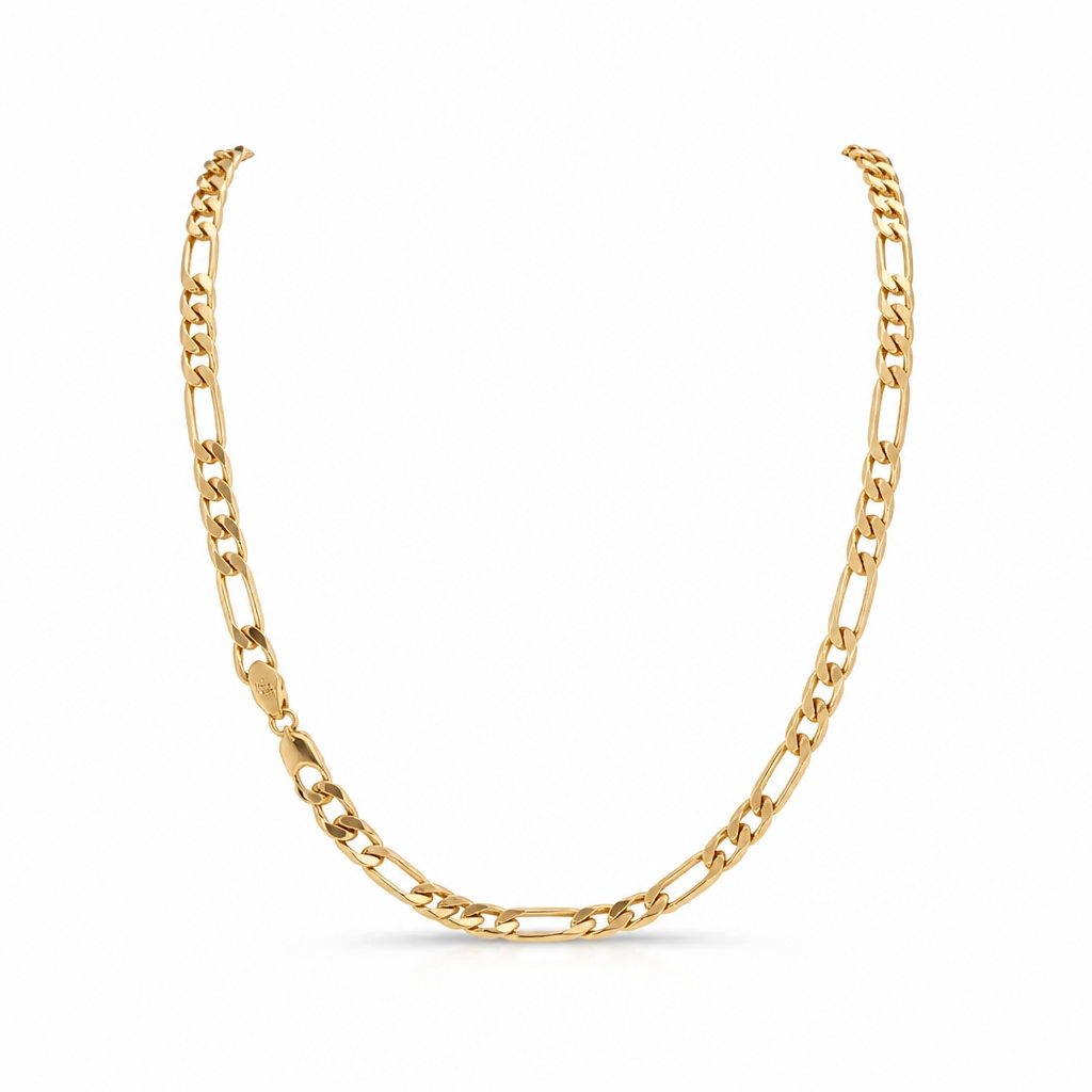 Italian 750 Gold Figaro Link Necklace | 18K Made in Italy