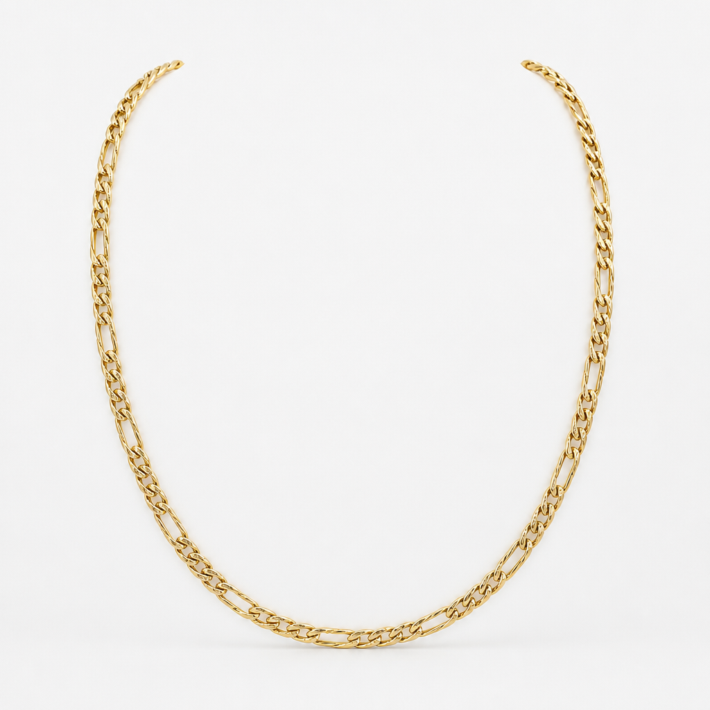 Fine Diamond Cut Figaro Chain Necklace – Gold
