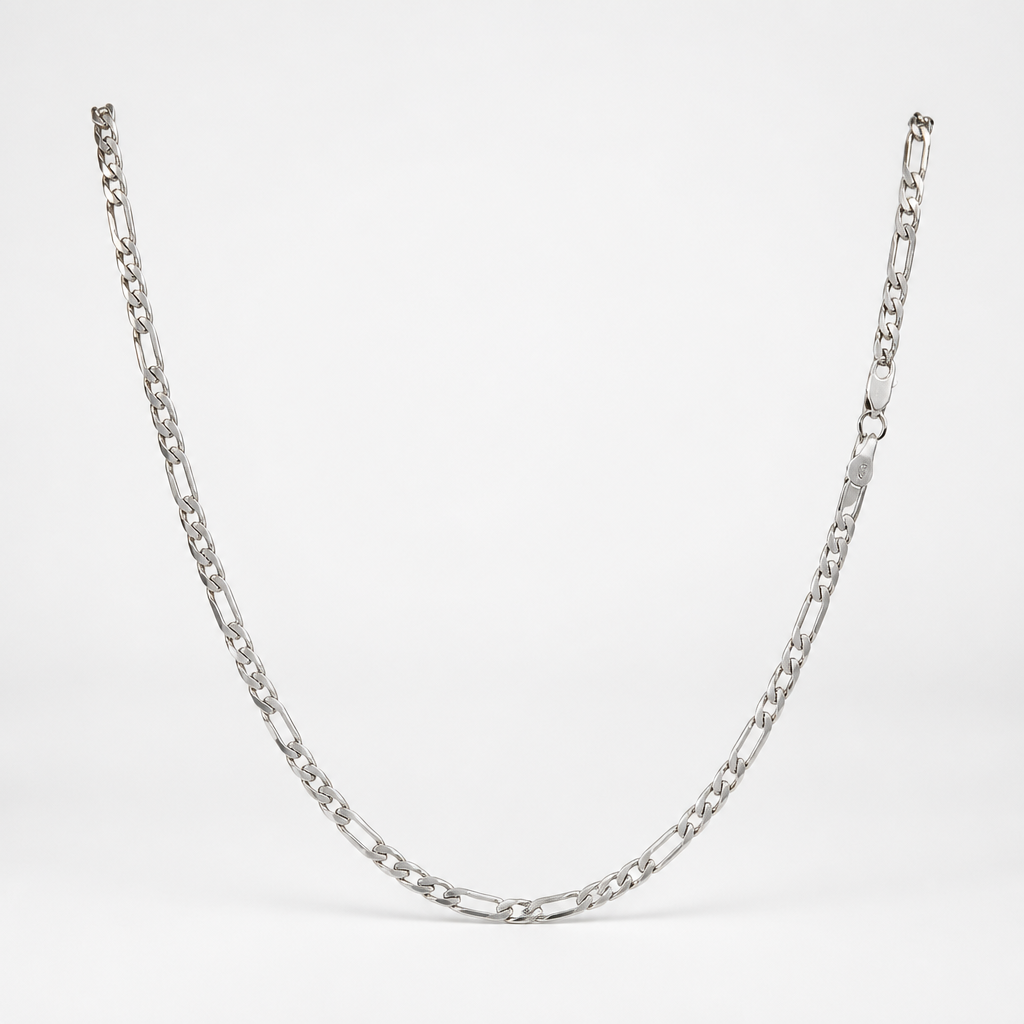 Italian 925 Silver Figaro Link Necklace – 26 in