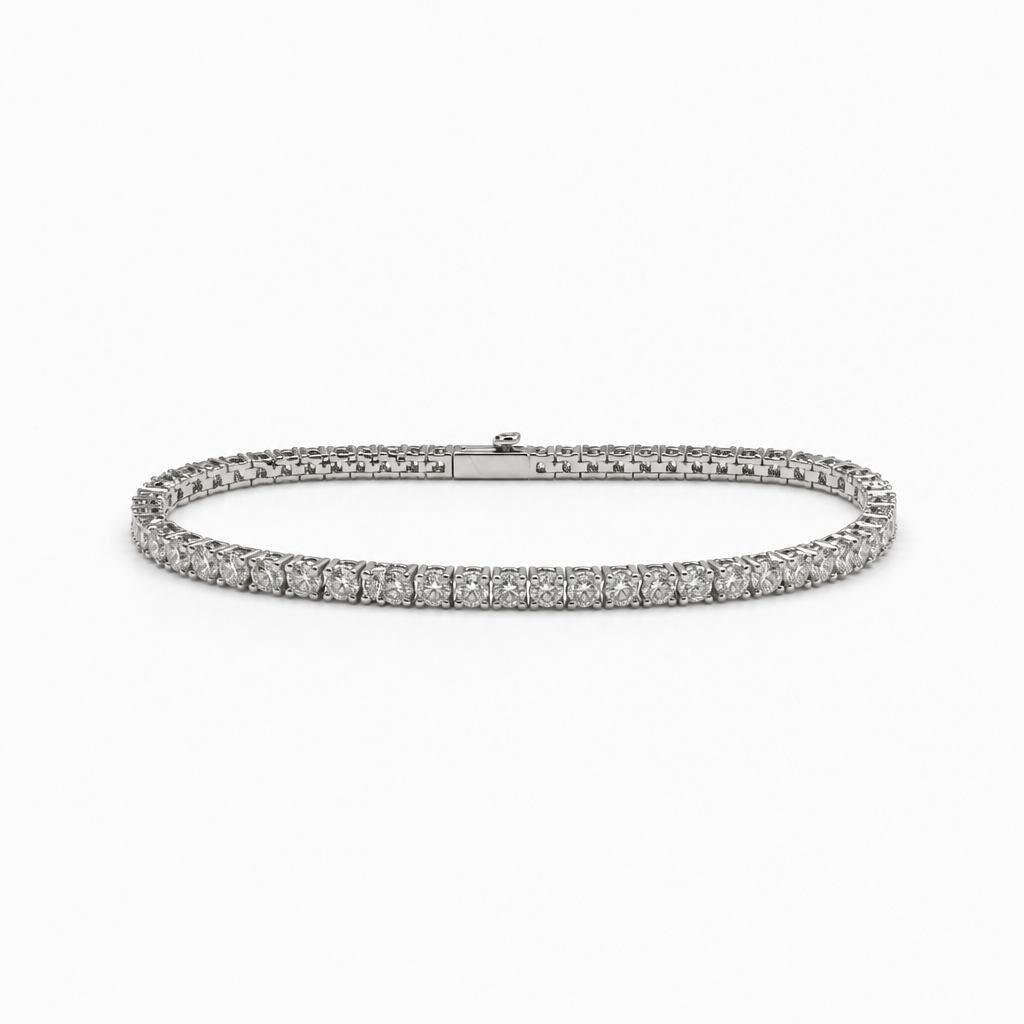 Round 6.3 ct Moissanite Tennis Bracelet – 18K White Gold fill