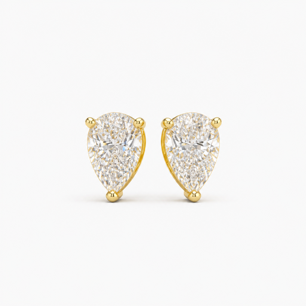 Pear 2 ct  Moissanite Stud Earrings – 18K Gold Fill
