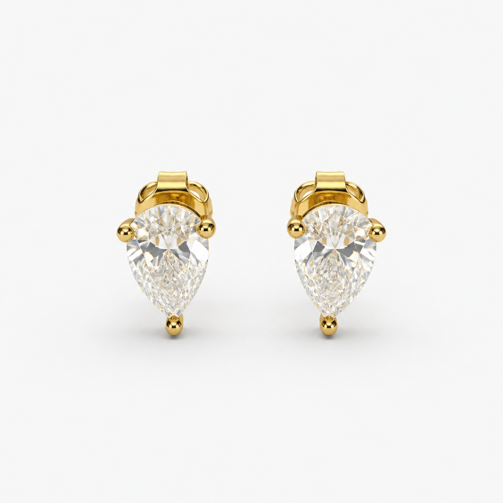 Dainty Pear .5 ct  Moissanite Stud Earrings – 18K Gold Fill