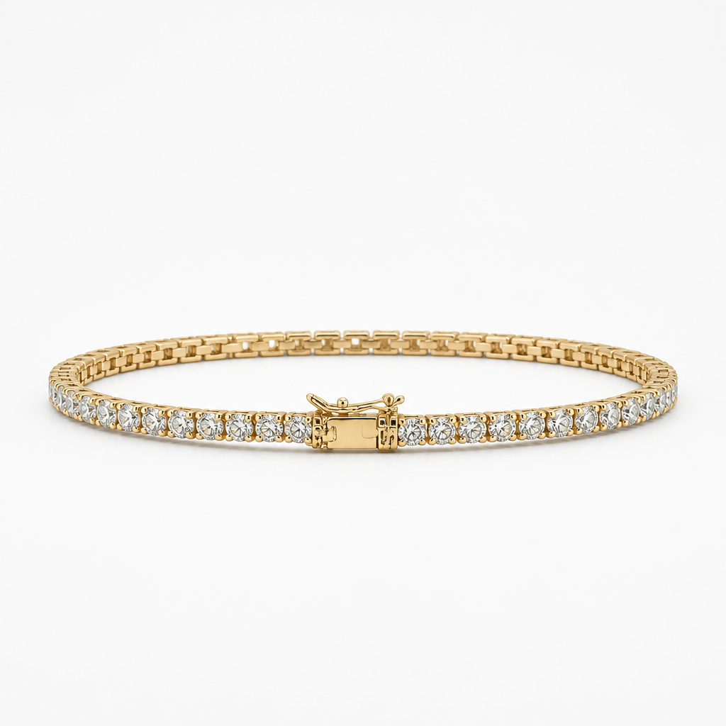 Classic 2.6 ct Moissanite Tennis Bracelet – Sterling Silver on 18K Gold Fill