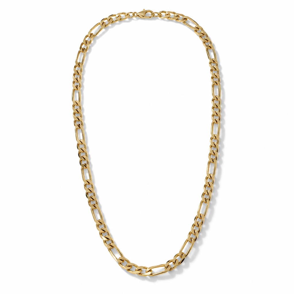 Italian 750 Gold Figaro Link Necklace in 23 in | 18K Made in Italy